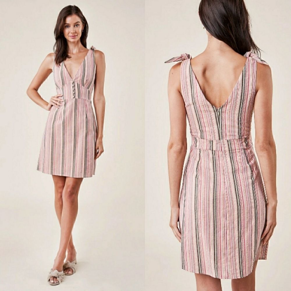 Sugarlips Adeen Striped Faux Tie-Sleeve Mini Dress